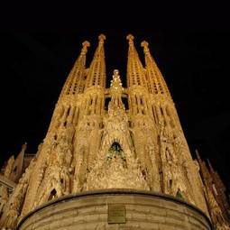 Plakat architektura most hiszpania noc