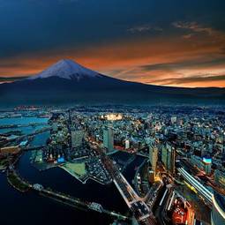 Obraz na płótnie noc góra tokio japoński fuji