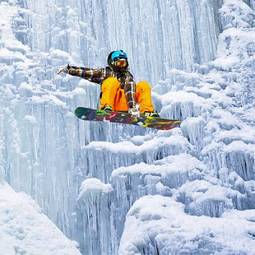 Obraz na płótnie woda śnieg snowboarder