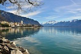 Fototapeta szwajcaria francja woda granica montreux