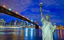 Obraz na płótnie statua amerykański śródmieście most pejzaż