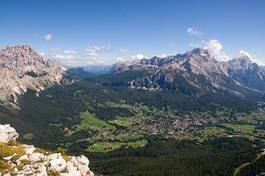 Plakat panorama alpy niebo las dolina