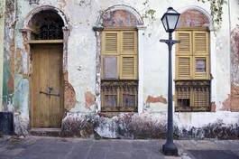 Naklejka stary ulica brazylia ameryka południowa architektura