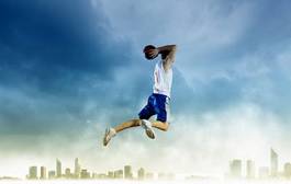 Plakat sport lekkoatletka mężczyzna koszykówka ciało