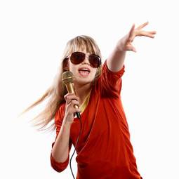 Obraz na płótnie karaoke mikrofon piękny zabawa dziewczynka