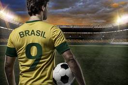 Plakat pole piłka brazylia ludzie mężczyzna