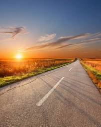 Obraz na płótnie słońce autostrada łąka