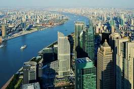 Plakat panoramiczny drapacz architektura miejski chiny