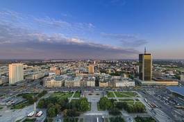 Naklejka noc warszawa panorama architektura ulica