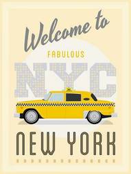 Obraz na płótnie sztuka retro vintage plakat taksówką