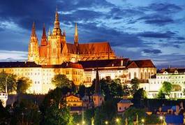 Plakat miasto stary czeski wieża praga