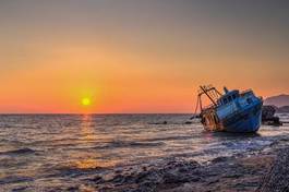 Obraz na płótnie plaża grecja wybrzeże łódź morze