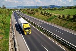 Plakat pejzaż transport ciężarówka trawa autostrada