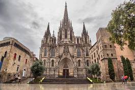 Plakat święty katedra barcelona europa hiszpania