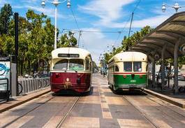 Fototapeta drzewa śródmieście kalifornia vintage tramwaj