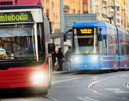 Naklejka widok tramwaj ulica