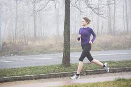 Plakat ruch kobieta wellnes jogging lekkoatletka