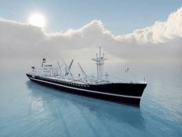 Fototapeta morze statek 3d rejs błękitne niebo