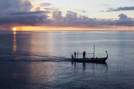 Plakat natura wyspa malediwy morze łódź