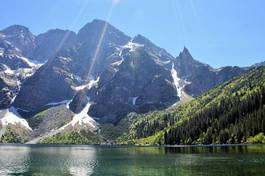 Plakat widok szczyt góra tatry natura