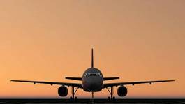 Plakat samolot transport słońce odrzutowiec sylwetka