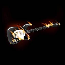 Plakat rock electric guitar on fire