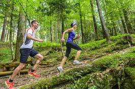 Naklejka fitness para mężczyzna lekkoatletka sportowy