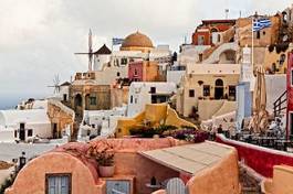 Naklejka santorini krajobraz morze kościół