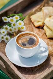 Obraz na płótnie kawiarnia kwiat kawa deser mokka