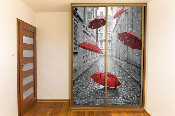 Naklejka na ścianę Naklejka fruwające parasolki