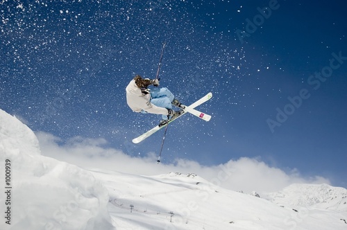 Naklejka góra snowboard niebo