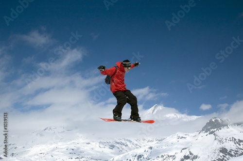 Plakat francja narciarz snowboard góra