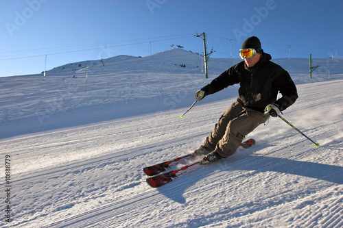 Naklejka sport śnieg narciarz góra narty