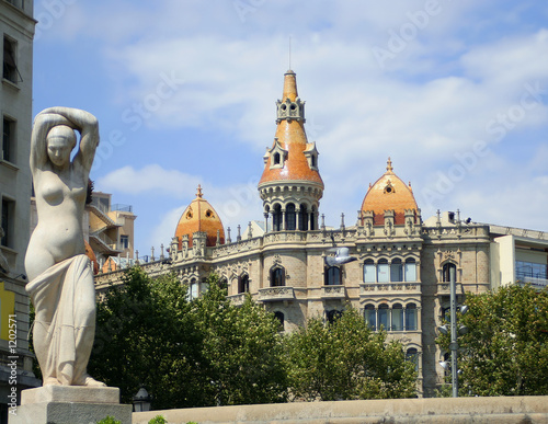 Plakat wieża hiszpania barcelona sztuka architektura