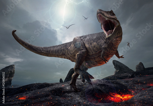 Naklejka 3D tyranozaur antyczny zwierzę