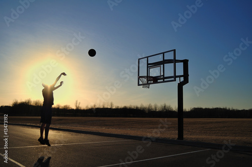 Naklejka piłka niebo koszykówka