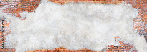 Fotoroleta wall with peeling plaster, grunge background for design