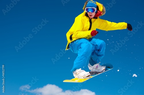 Fotoroleta niebo śnieg snowboard