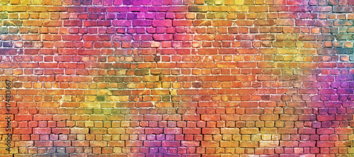 Fotoroleta painted brick wall, abstract background of different colors