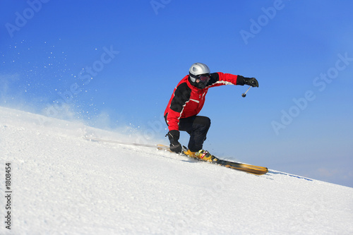 Naklejka mężczyzna trasa narciarska śnieg niebo