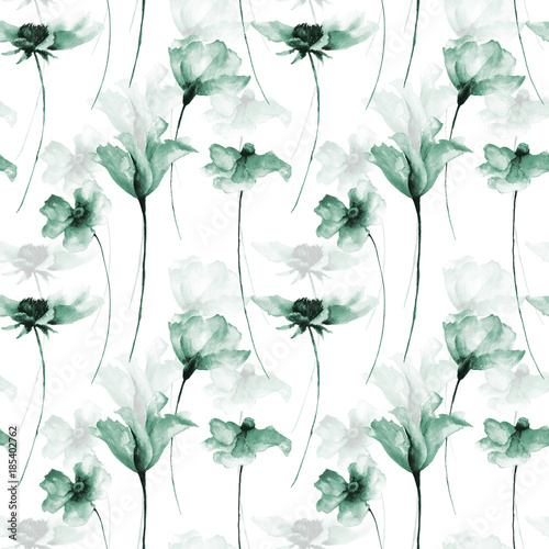 Fotoroleta Seamless pattern with Original flowers