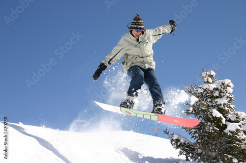Fotoroleta snowboarder góra śnieg snowboard freeride