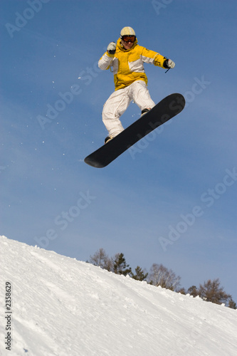 Fotoroleta słońce niebo snowboarder