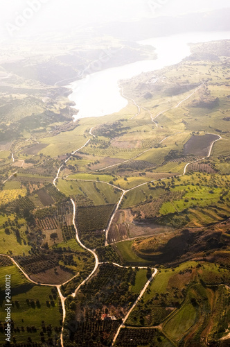 Plakat roślinność samolot pole natura panorama