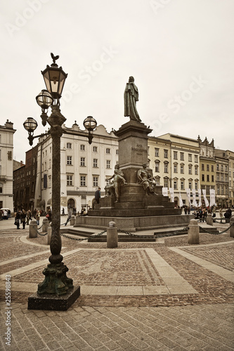 Plakat kraków rynek kultura latarnia pomnik