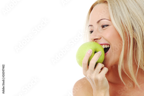 Plakat Kobieta je zielone jabłko