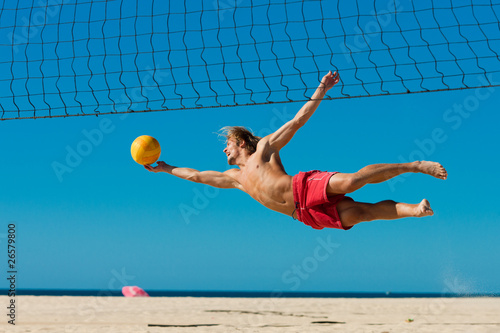 Fotoroleta fitness ludzie siatkówka plaża piłka