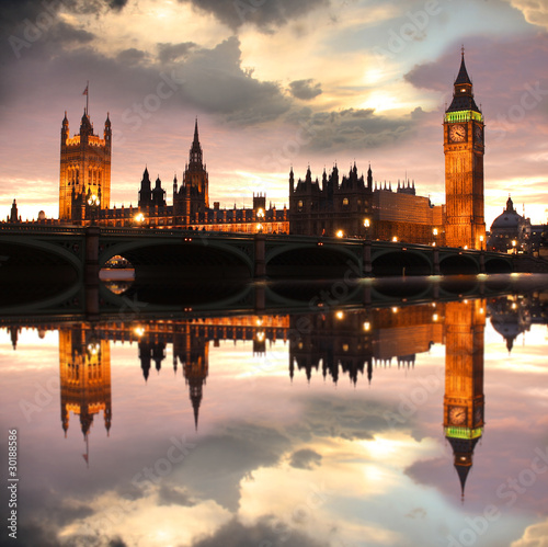 Plakat Londyński zachód słońca