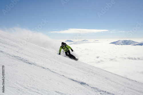 Obraz na płótnie snowboarder narty niebo narciarz