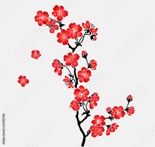 Plakat azjatycki roślina drzewa